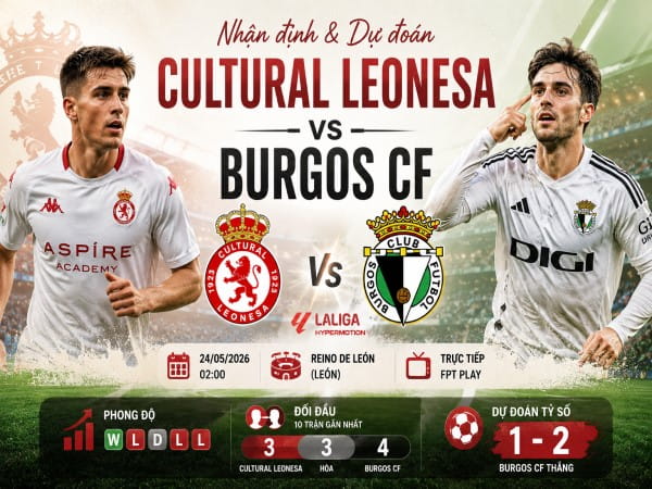 Dự đoán Cultural Leonesa gặp Burgos CF, nhận định tỷ số ngày 24/05